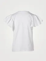 Cotton T-Shirt With Ruffled Sleeves