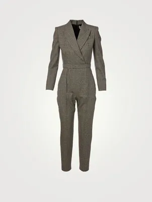 Wool Stretch Jumpsuit Prince of Wales Print