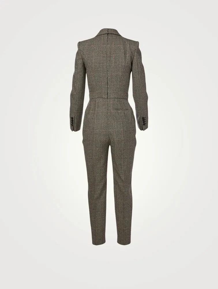 Wool Stretch Jumpsuit Prince of Wales Print