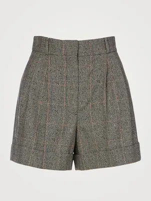 Wool Stretch Short Prince of Wales Print