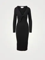 Wool Midi Dress With Twisted Neckline