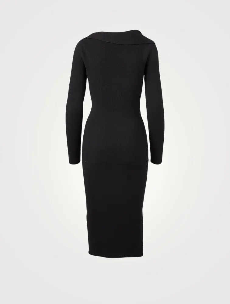 Wool Midi Dress With Twisted Neckline