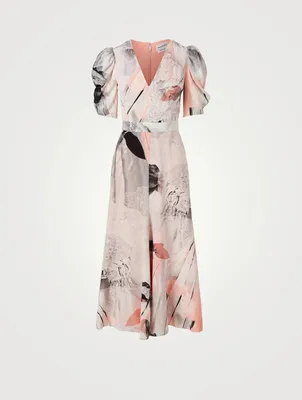 Silk Short-Sleeve Midi Dress