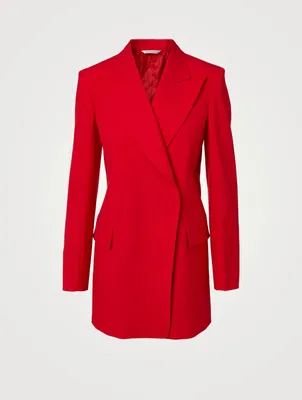 Masculine Wool Double-Breasted Wrap Blazer