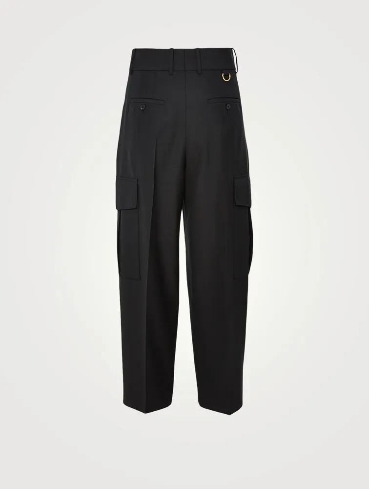 Wool Cargo Pants With Ring Detail