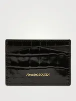 Skull Croc-Embossed Leather Card Holder