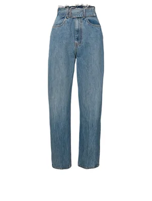 High-Waisted Paperbag Jeans With Belt