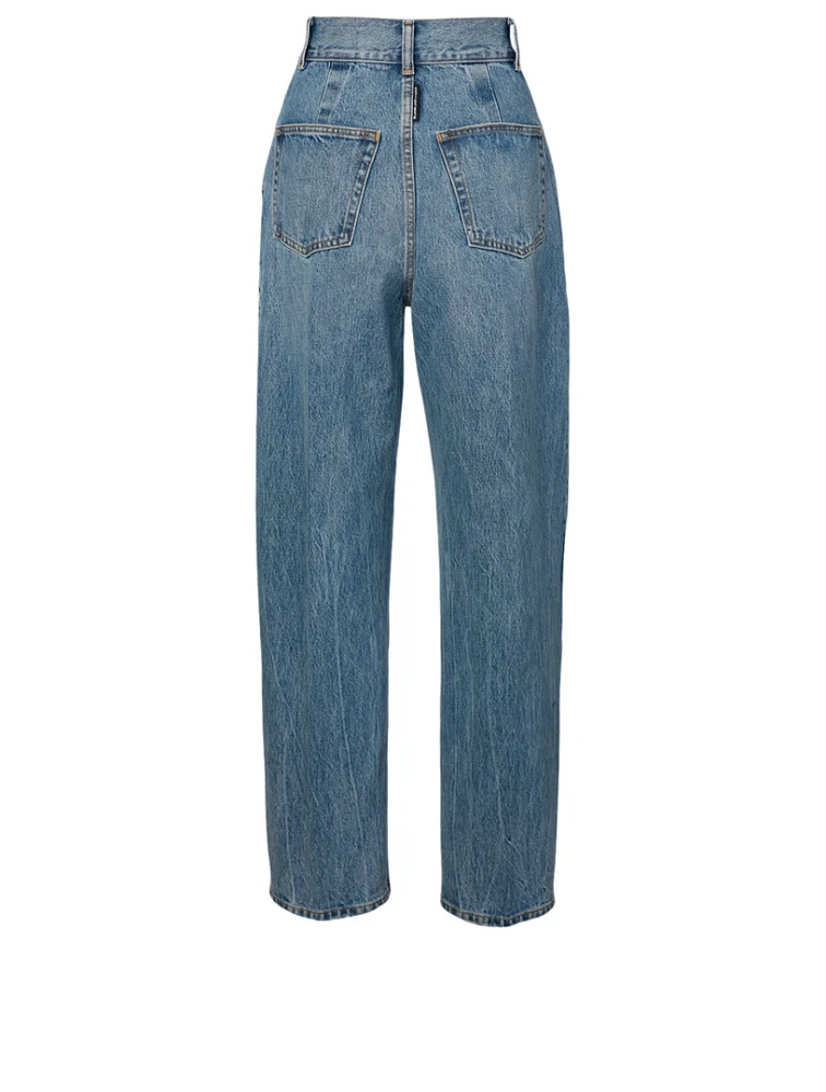 High-Waisted Paperbag Jeans With Belt