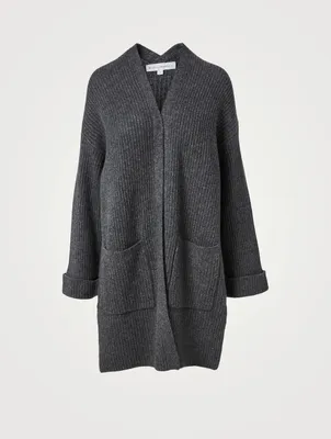 Luxe Cashmere Ribbed Open Cardigan
