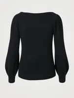 Cashmere Blouson-Sleeve Boatneck Sweater