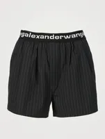 Cotton Boxer Shorts Pinstripe Print