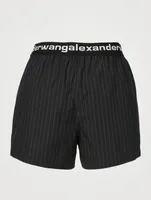 Cotton Boxer Shorts Pinstripe Print