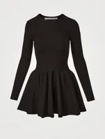 Shortrowed Long-Sleeve Mini Dress