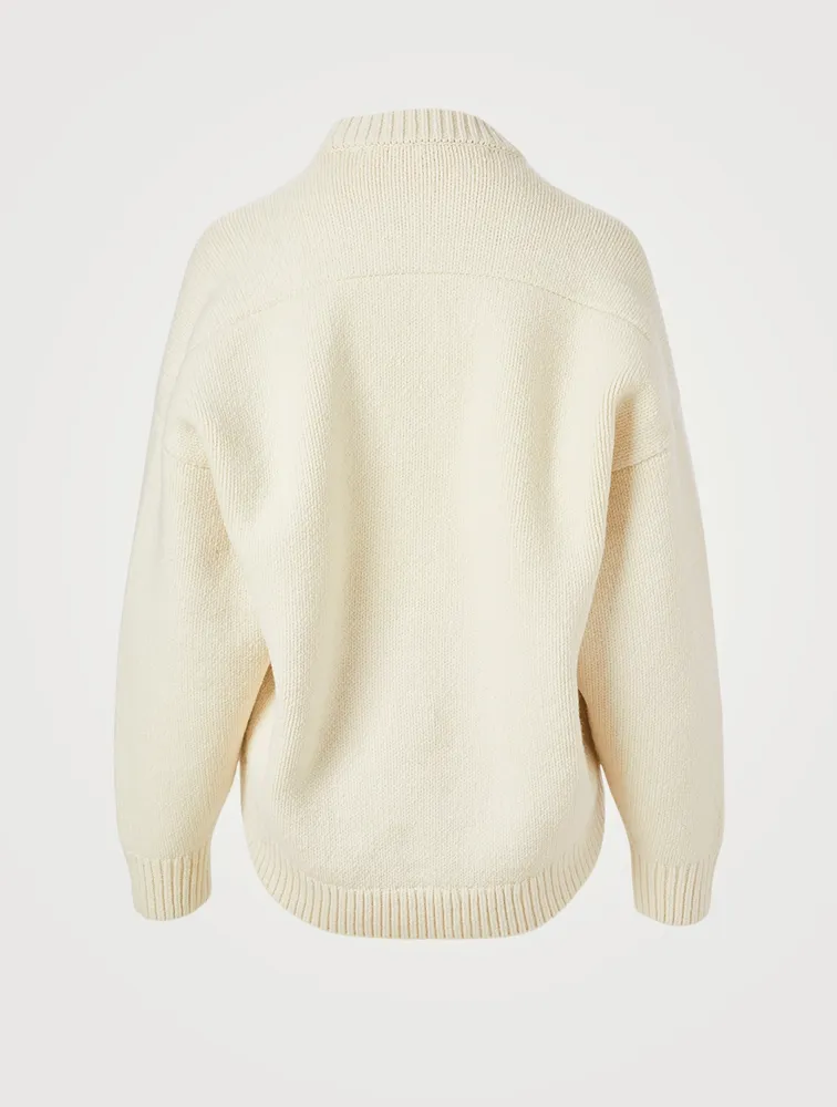Wool Stretch Sweater With Drape Back