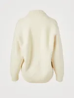 Wool Stretch Sweater With Drape Back