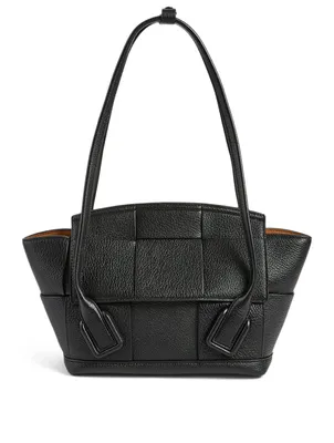 Small Arco 33 Intrecciato Leather Top Handle Bag