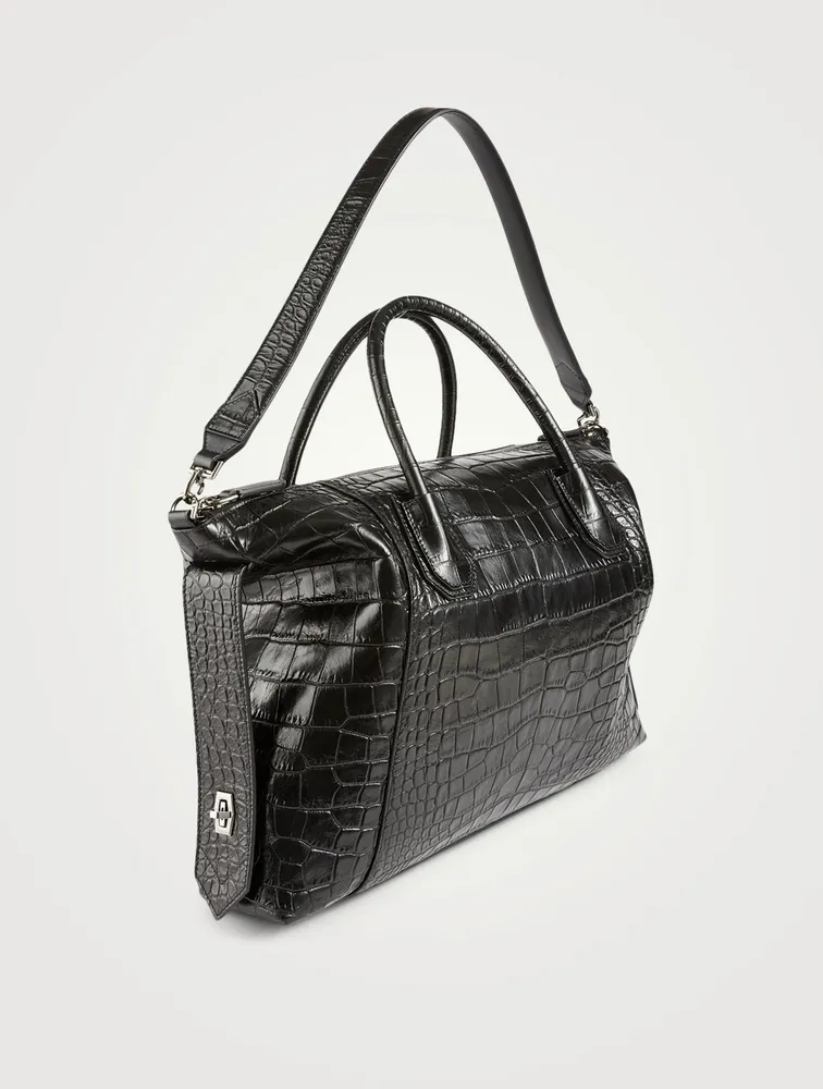 Medium Antigona Soft Croc-Embossed Leather Bag