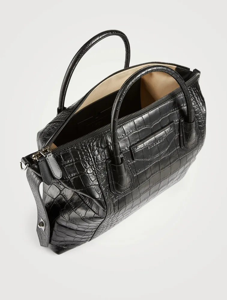 Medium Antigona Soft Croc-Embossed Leather Bag