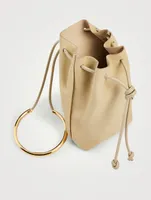 Small Leather Drawstring Bucket Bag