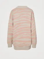 Mayberry Merino Wool-Blend Zip-Up Sweater Zebra Print