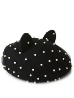 Caterina Wool Beret With Faux Pearls