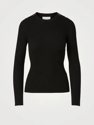 Wool-Blend Ribbed Knit Top