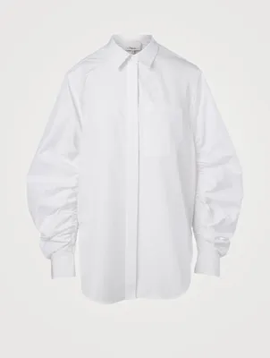 Cotton Shirt With Gathered Sleeves