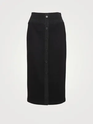 Cotton Jersey Buttoned Midi Skirt