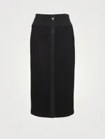 Cotton Jersey Buttoned Midi Skirt