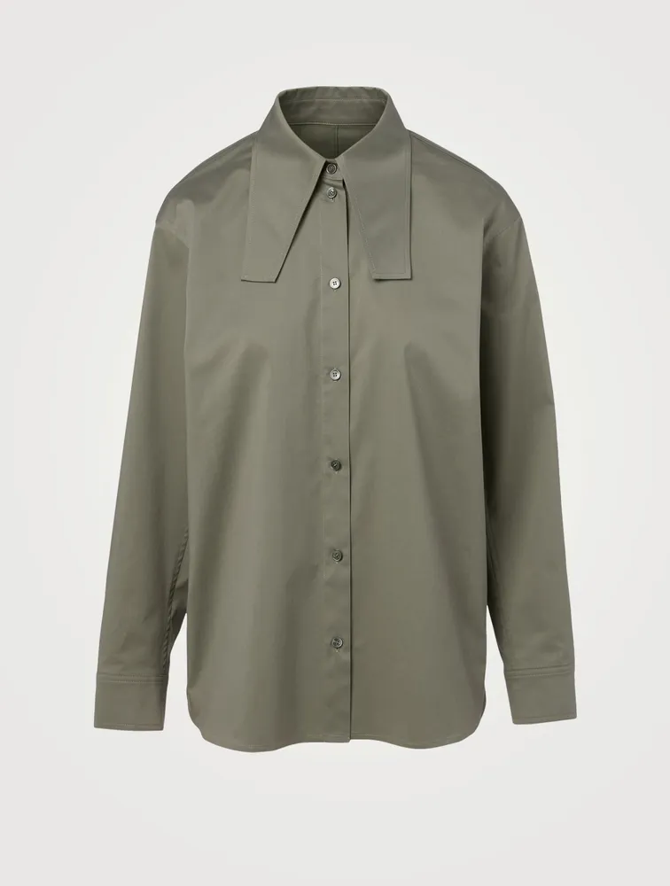 Organic Cotton-Blend Square Collared Shirt