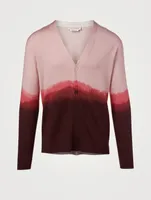 Silk Cardigan Dip-Dye Print