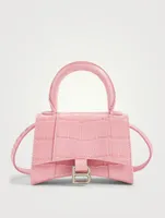 Mini Hourglass Croc-Embossed Leather Bag