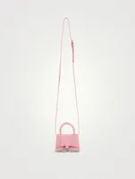 Mini Hourglass Croc-Embossed Leather Bag