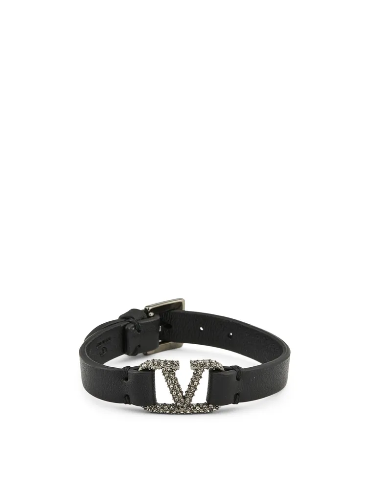 VLOGO Leather Bracelet With Crystals