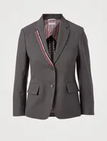 Cotton Boucle Blazer With Engineered Stripe Lapel