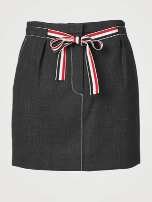Wool Mini Skirt With Tie Waist