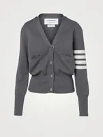 Cotton Cardigan With Four-Bar Stripe