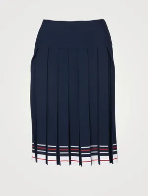 Stretch Viscose Pleated Midi Skirt