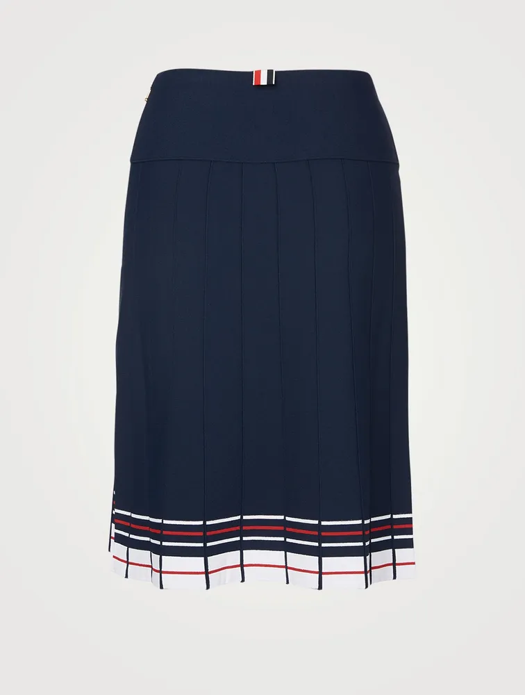 Stretch Viscose Pleated Midi Skirt