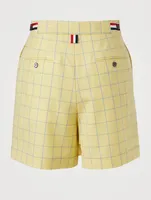 Wool Mini Skort Windowpane Print