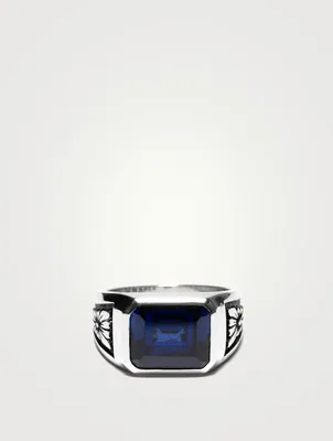 Sterling Silver Midnight Ring With Sapphire