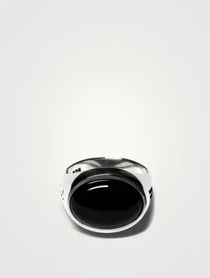 Sterling Silver Tubby Ring With Onyx