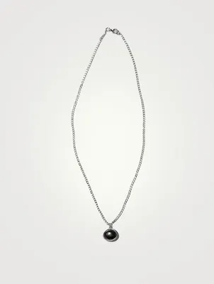 Sterling Silver Tubby Chain Necklace With Onyx