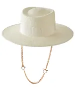 Straw Gambler Hat With Chain Strap