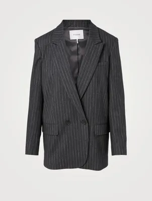 Di Cotton And Wool-Blend Blazer Pinstripe Print