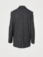 Di Cotton And Wool-Blend Blazer Pinstripe Print