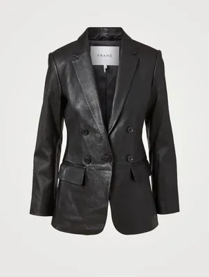 70s Leather Double-Breasted Blazer