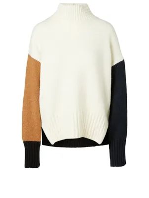 Wool Silk And Cashmere Colourblock Sweater
