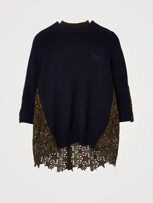 Embroidered Lace Knit Top
