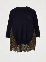 Embroidered Lace Knit Top